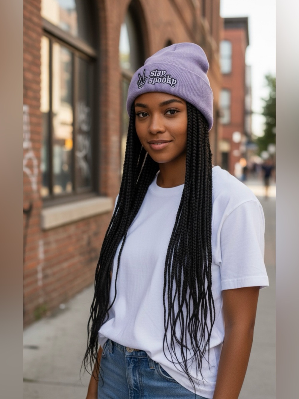 Stay Spooky Lavender Beanie Hat - Women Accessories